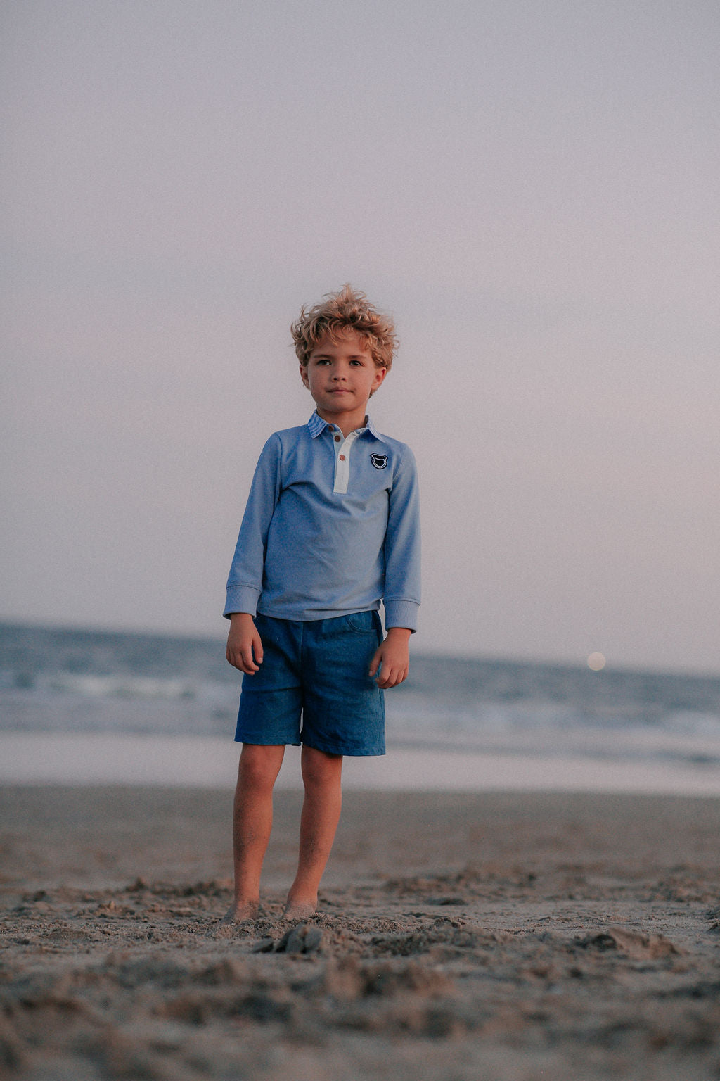 Gingham Collar Polo - Blue