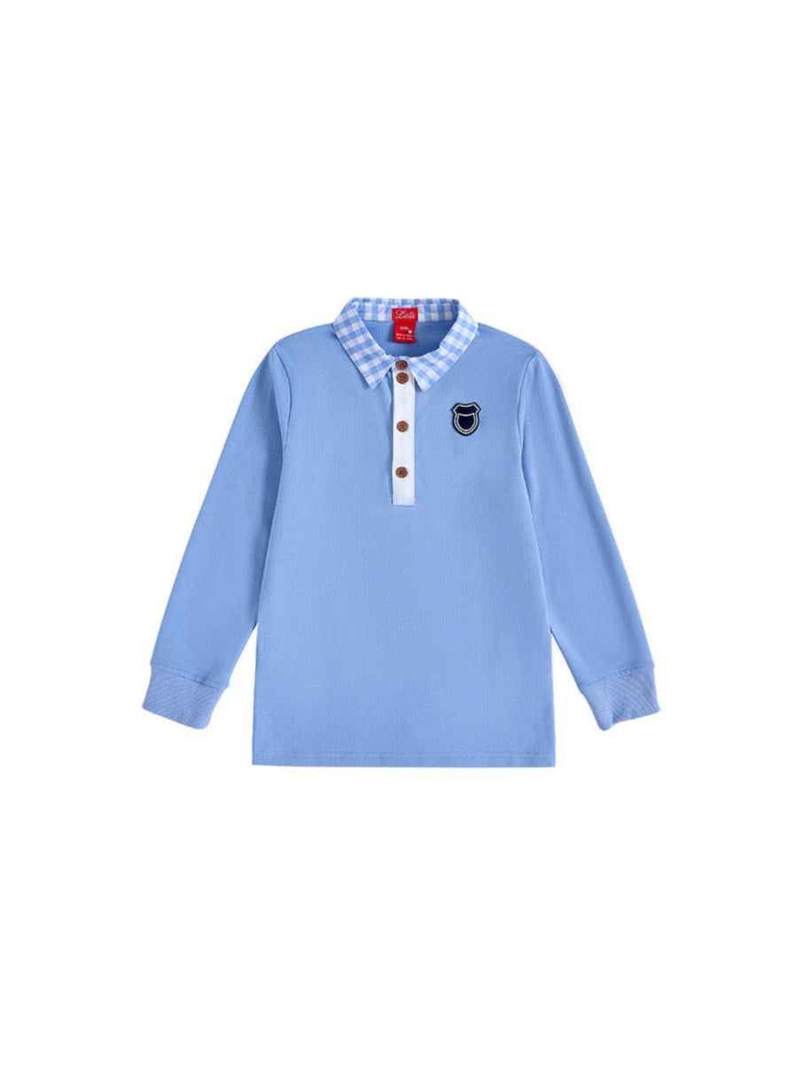 Gingham Collar Polo - Blue