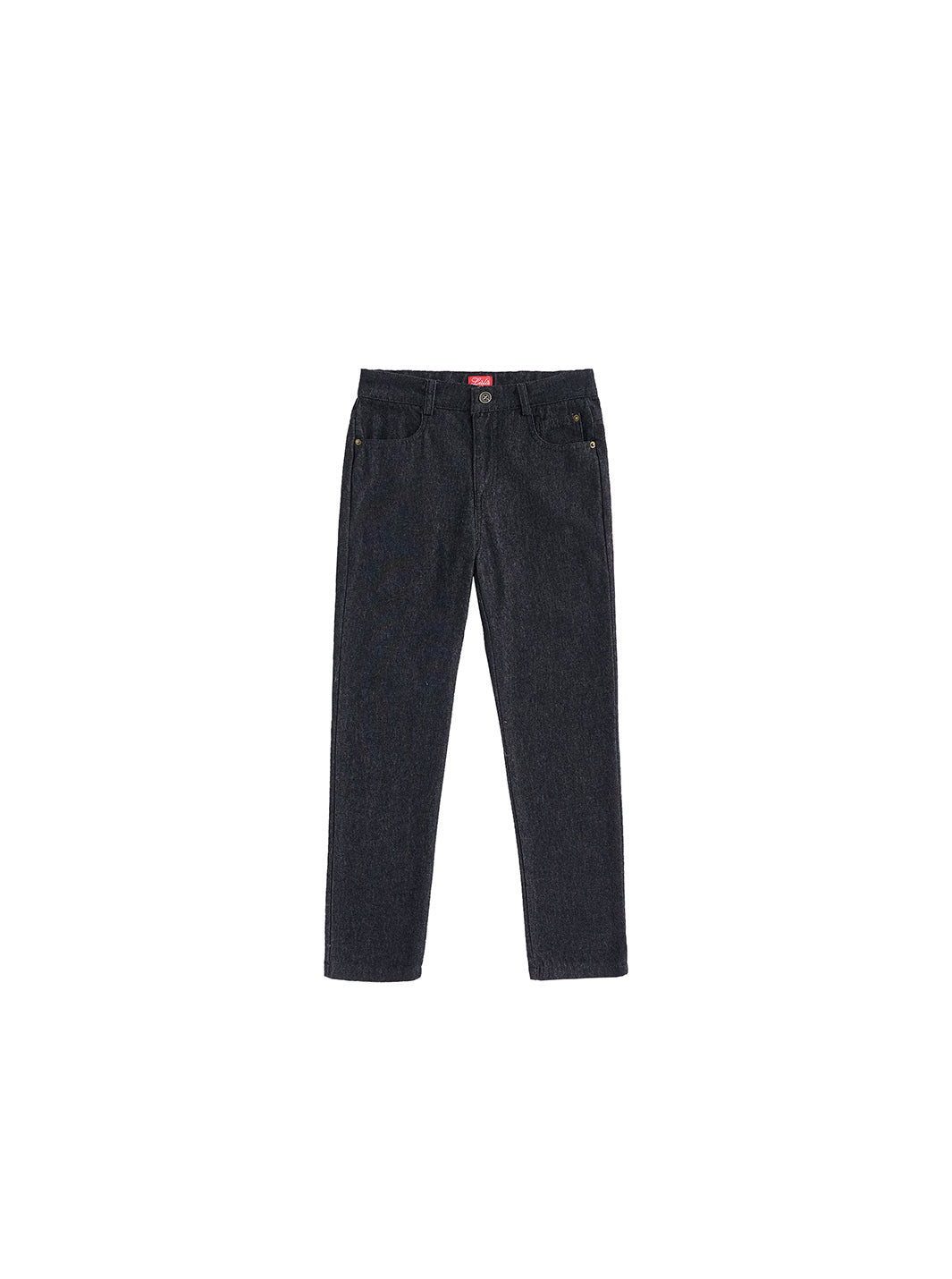Denim Long Trim Pants - Black Denim