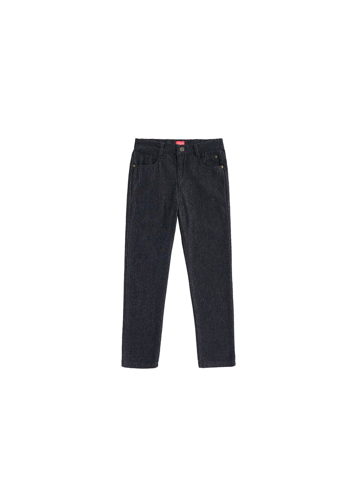Denim Long Trim Pants - Black Denim