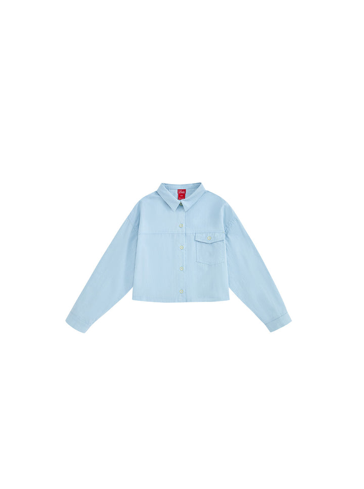 Pocket Crop Shirt - Pale Blue