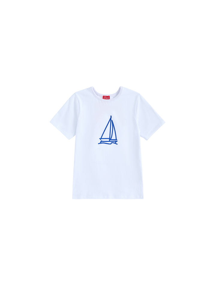 Classic Front Print T-shirt - White/Deep Royal Blue