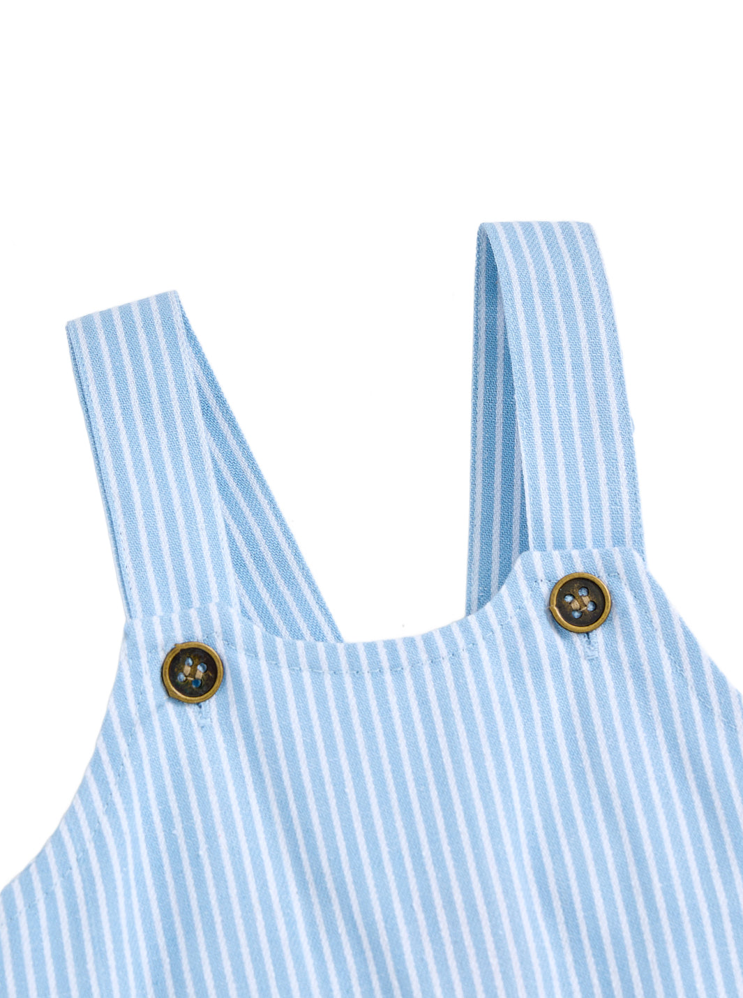 Denim Stripe Short Leg Romper - Lt. Blue