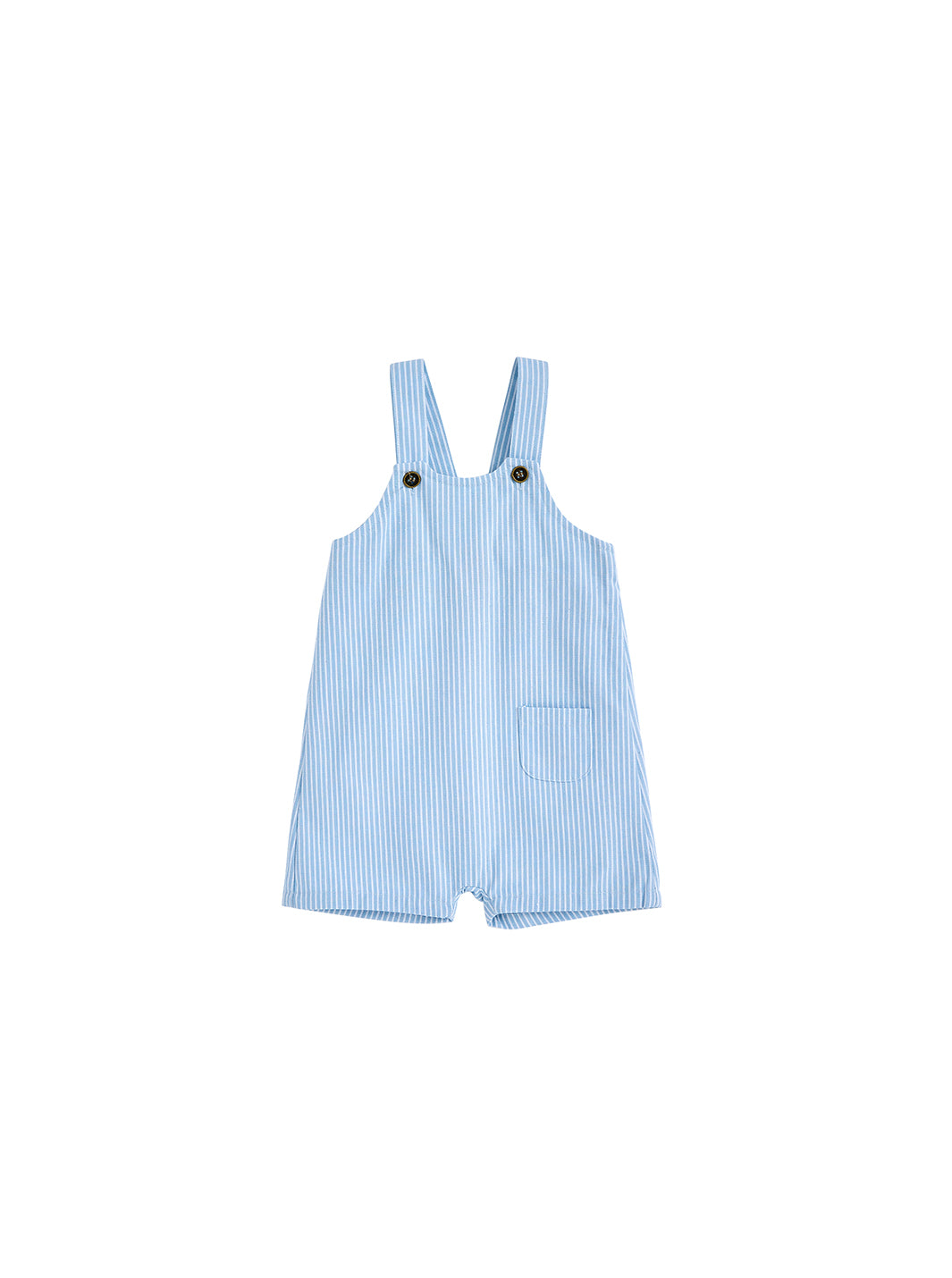 Denim Stripe Short Leg Romper - Lt. Blue