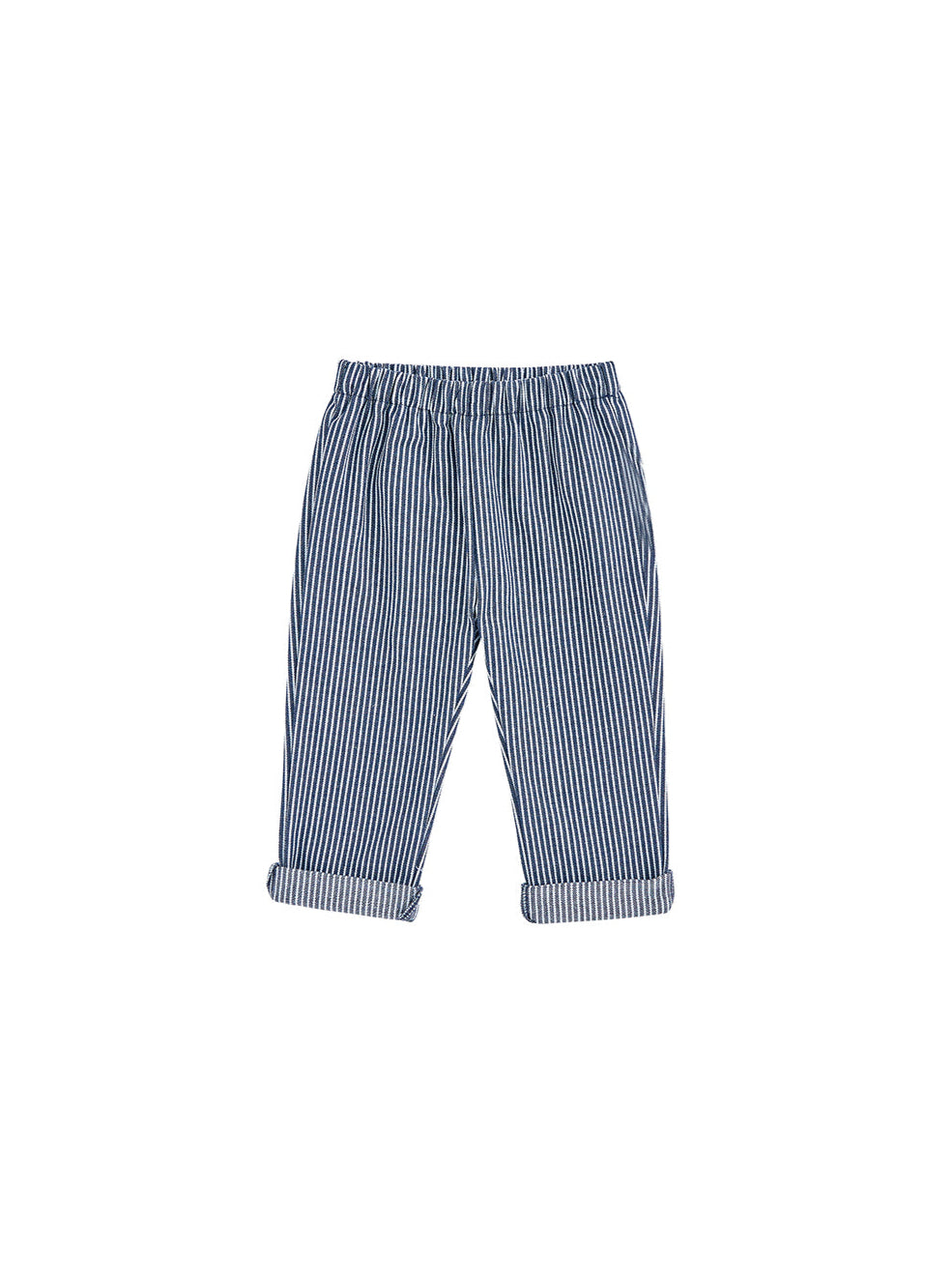 Elastic Waist Long Pants - Navy