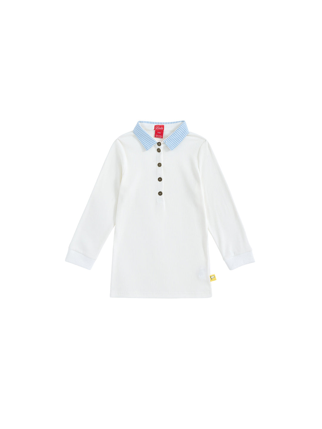 Trim Long Sleeve Polo - White