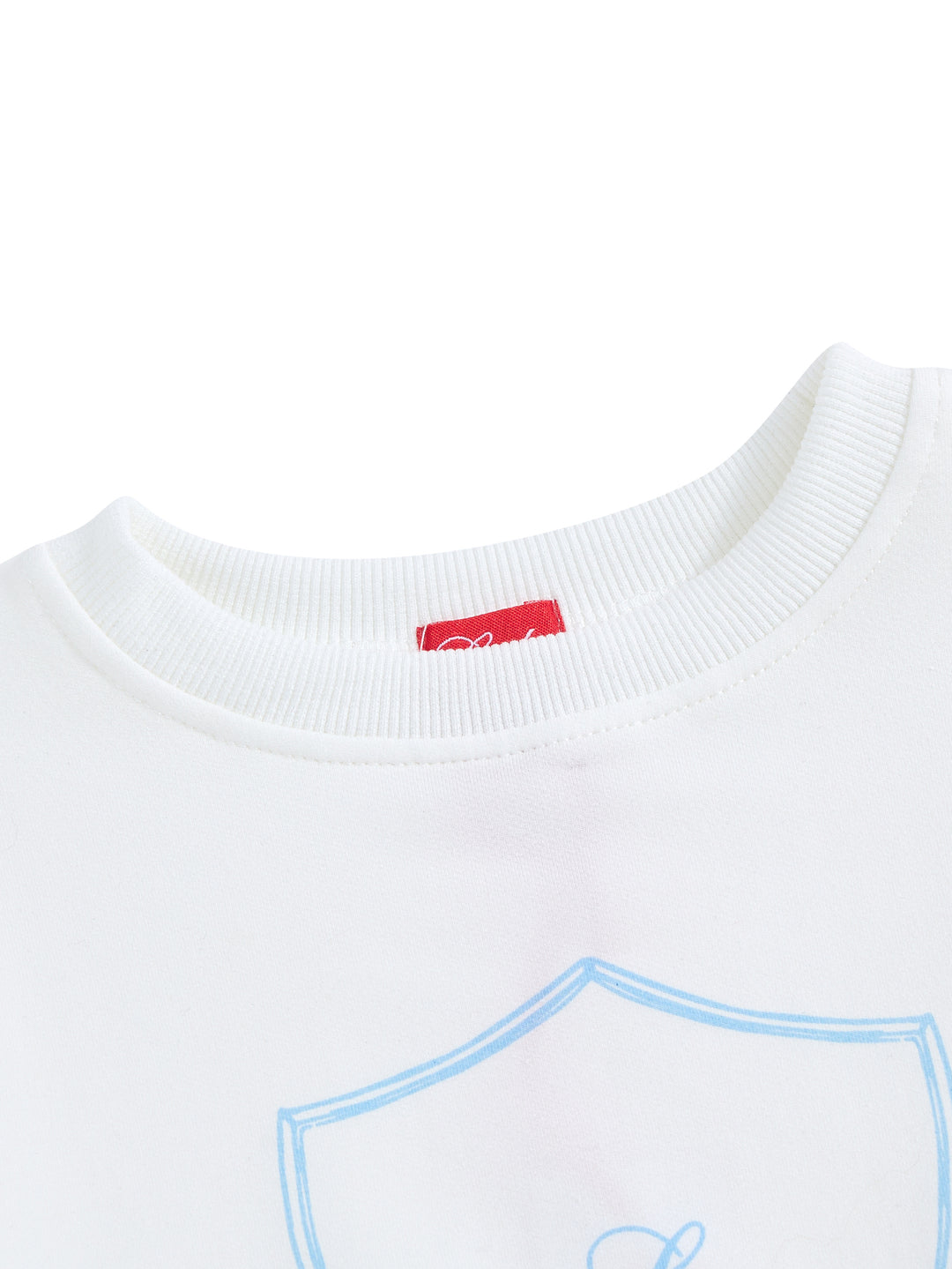 Print Emblem Top - Winter White/ Lt. Blue