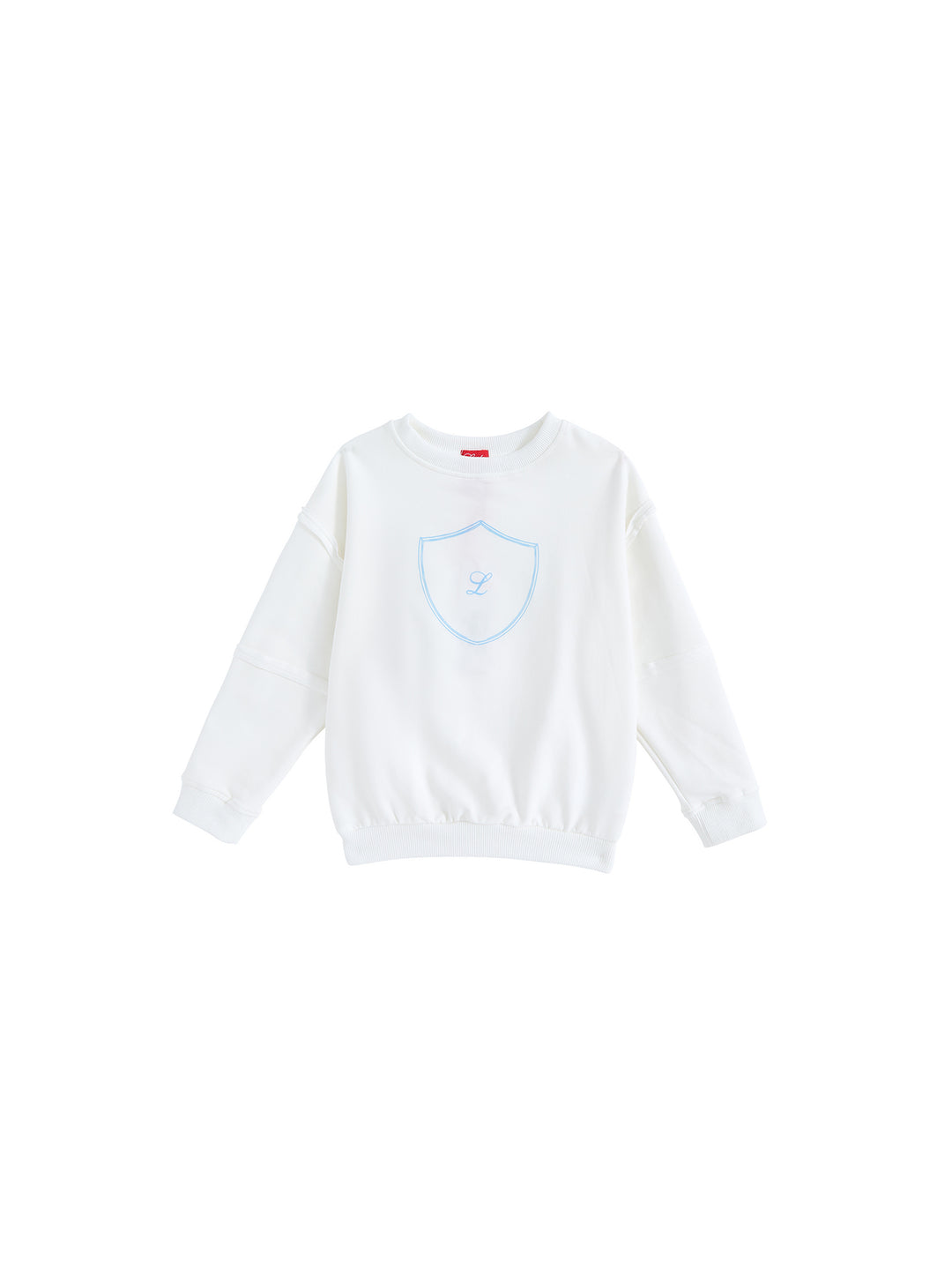 Print Emblem Top - Winter White/ Lt. Blue