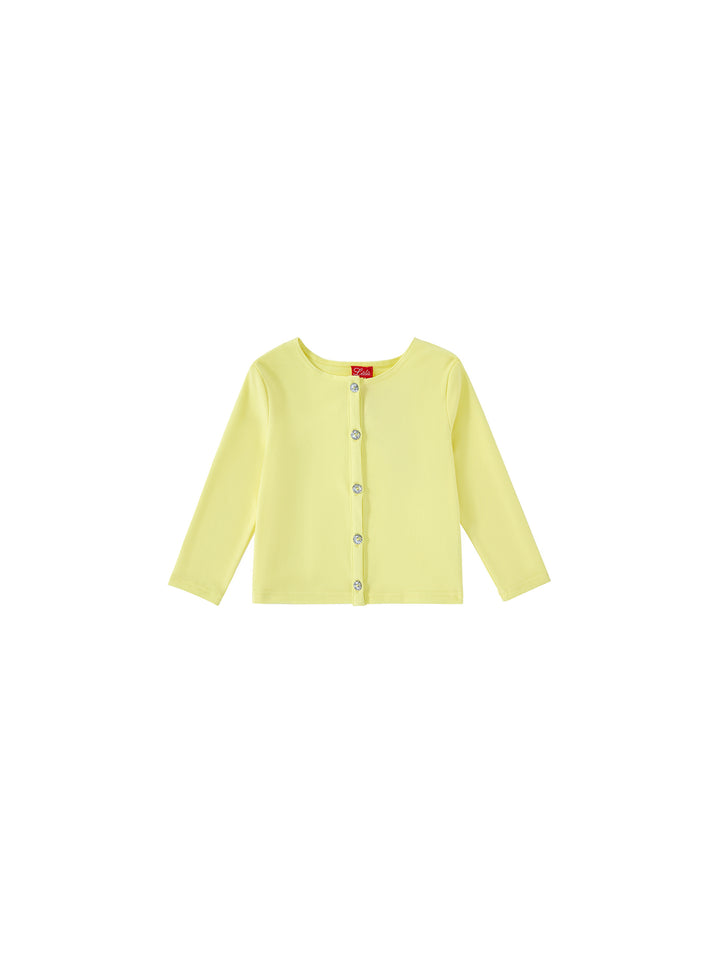 Basic Cardigan Crop Length T-shirt - yellow