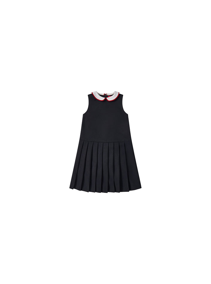 Collar Trim Bottom Pleats Jumper