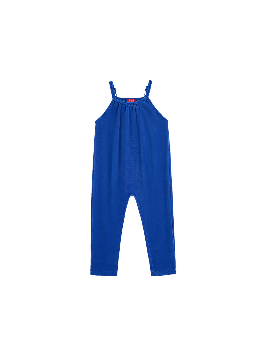 Baby Cotton Velour Strap Overall - Cobalt