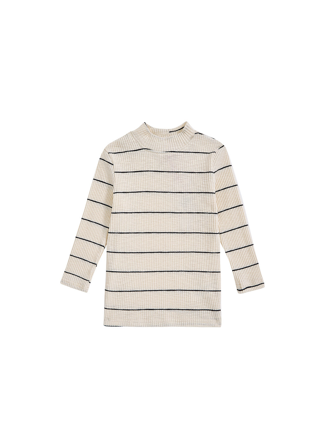 Striped Mock Neck T-shirt - Black/White
