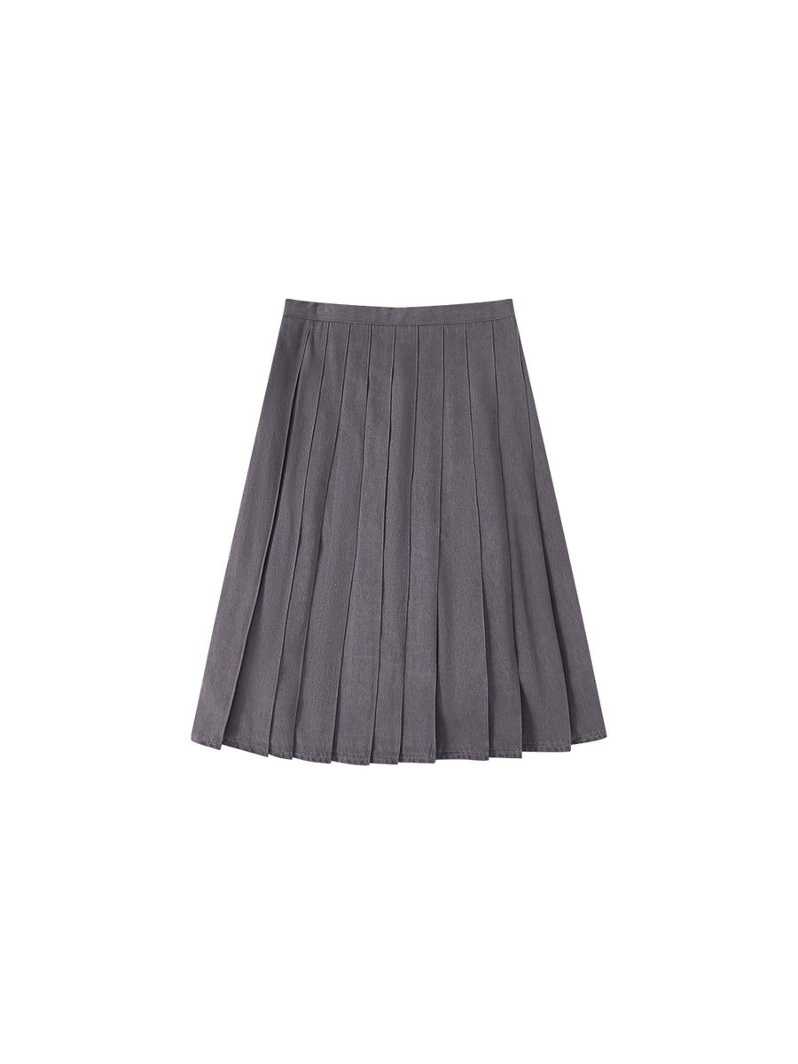 Grey Washed Pleated Skirt – Lulu Kids Clothing