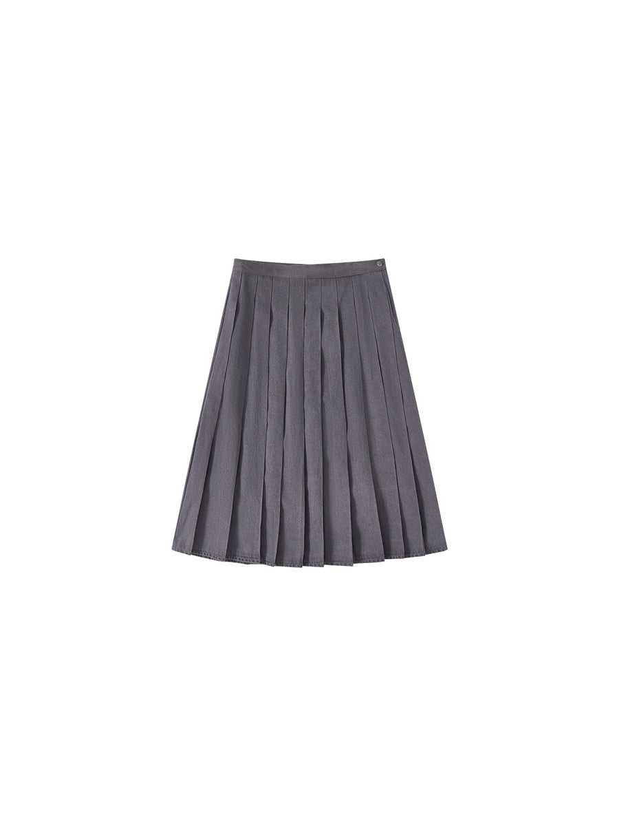 Grey Washed Pleated Skirt – Lulu Kids Clothing