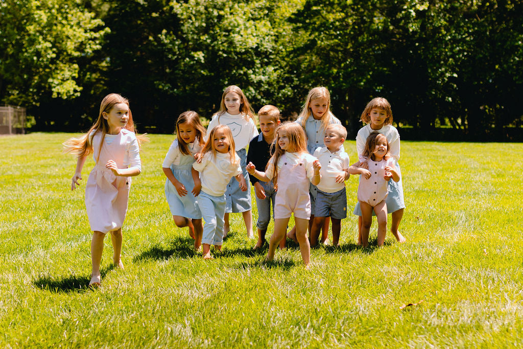 Print Emblem Top - Winter White/ Lt. Blue