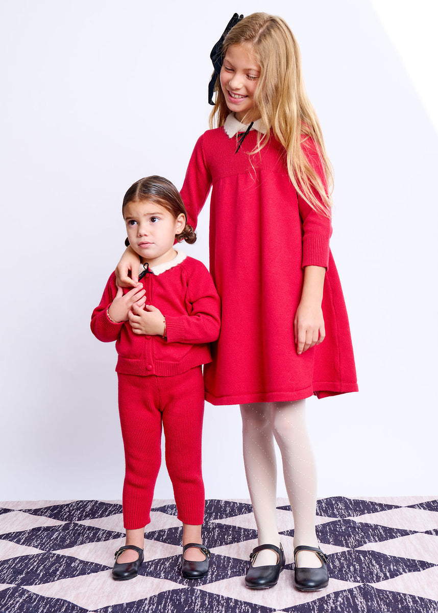 lulu and red dress Knitted Scallop Mohair Collar Dress