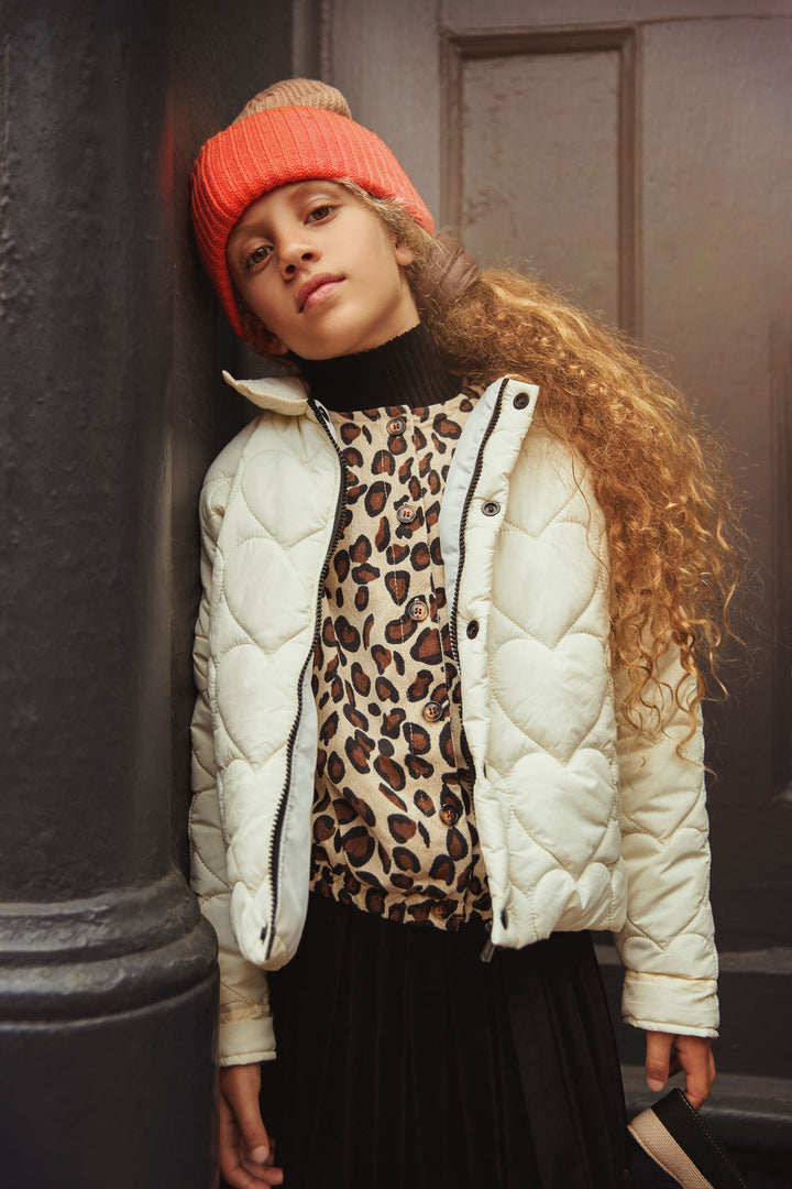 Oversized Quilted Heart Jacket - Off White