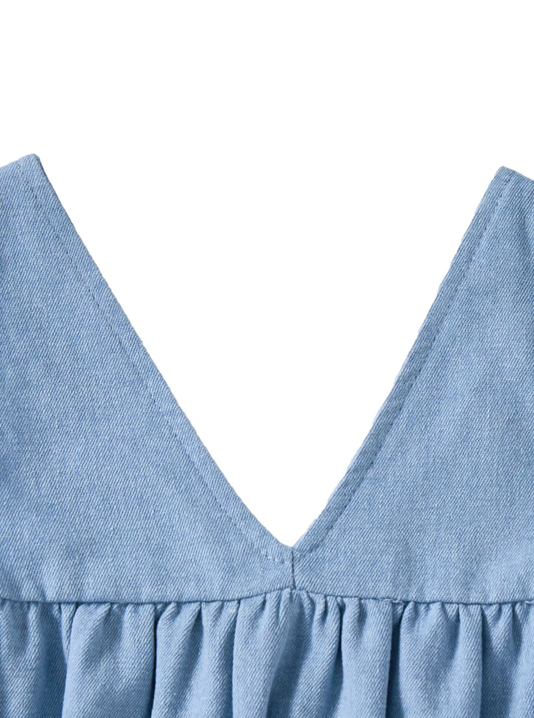 Denim V-neck Jumper - Pale Blue