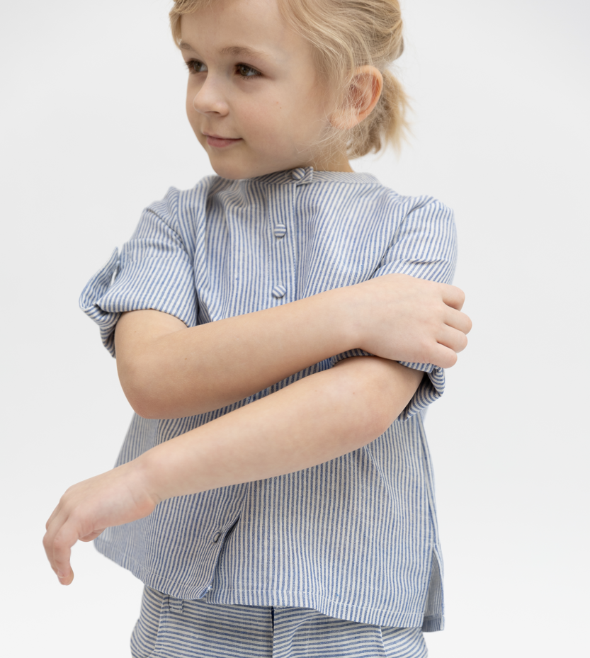 Linen Striped Shirt - Blue
