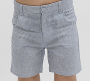 Linen Striped Short Pants - Blue