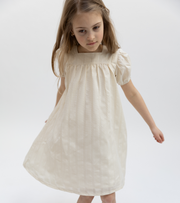Lace Insert Dress - Beige