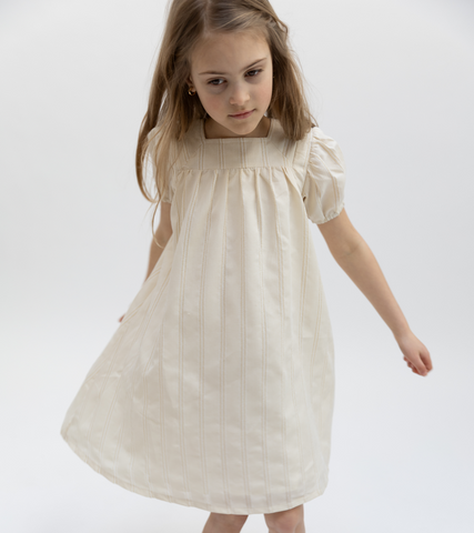 Lace Insert Dress - Beige