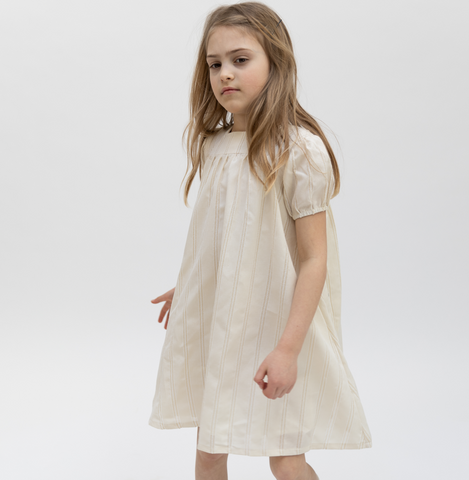 Lace Insert Dress - Beige