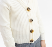 Eyelet Cardigan Sweater - Cream White