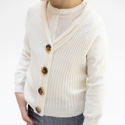 Eyelet Cardigan Sweater - Cream White
