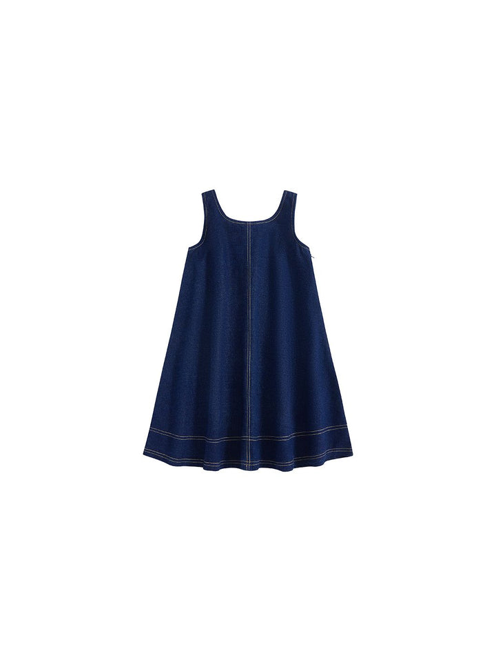 Denim Thick Topstitch Jumper - Dk. Blue