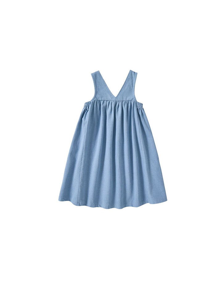 Denim V-neck Jumper - Pale Blue