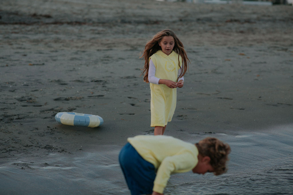 Hooded Emblem Jumper - Pale Yellow