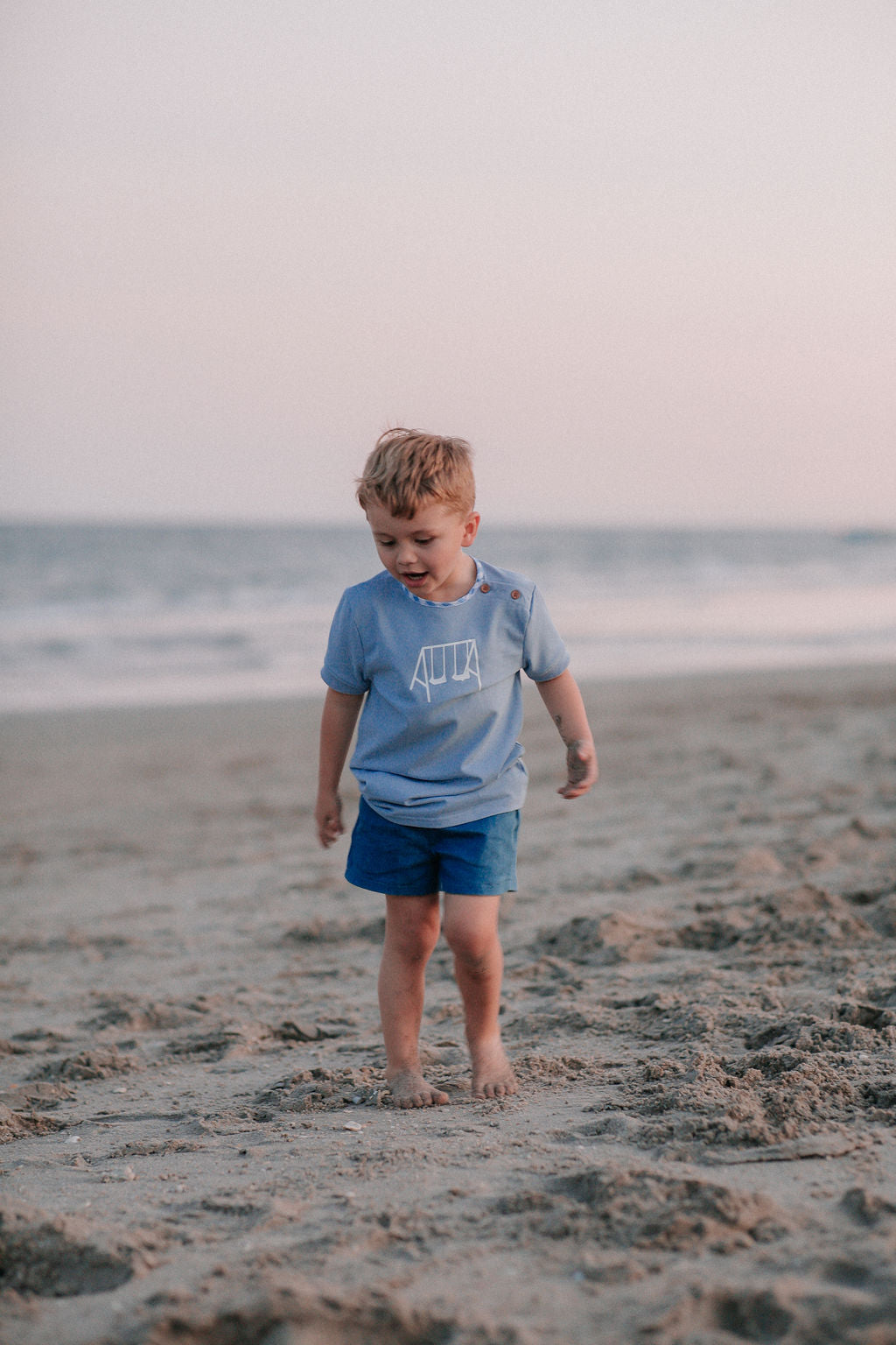 Gingham Print T-Shirt - Blue