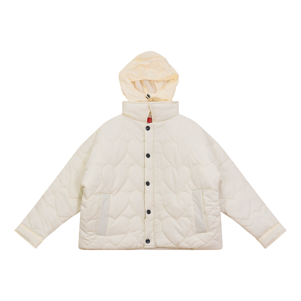 Oversized Quilted Heart Jacket - Off White