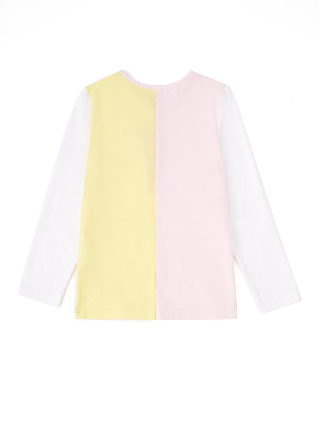 Camiseta de manga larga con bloques de color - Rosa claro/Amarillo
