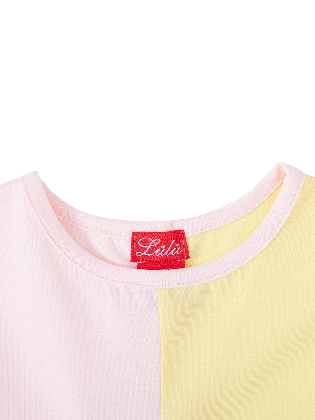 Camiseta de manga larga con bloques de color - Rosa claro/Amarillo