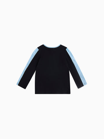 Denim/White Two Tone Top - Black/Lt. Blue