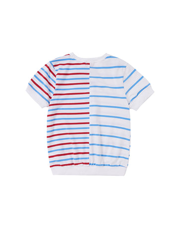 Half Striped Short Sleeve Top