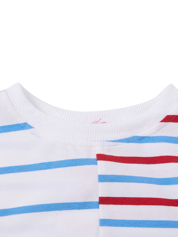 Half Striped Short Sleeve Top