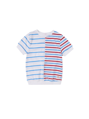 Half Striped Short Sleeve Top