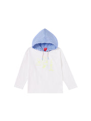 Big Print Hooded Top - White/Neon Yellow