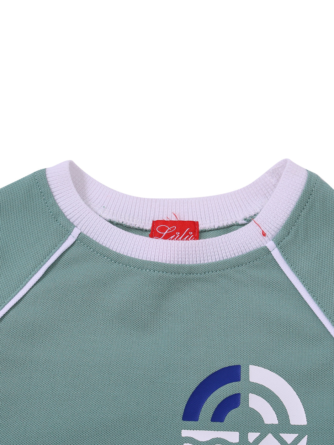 Top de manga larga con estampado lateral - Espuma de mar/Blanco