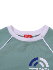 Side Print Long Sleeve Top - Seafoam/White