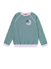 Side Print Long Sleeve Top - Seafoam/White