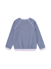 Side Print Long Sleeve Top - Stone Blue