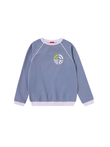 Side Print Long Sleeve Top - Stone Blue