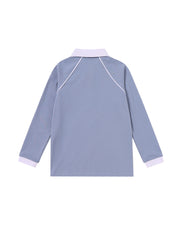 Polo de manga larga con estampado lateral - Azul Piedra
