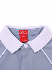 Polo de manga larga con estampado lateral - Azul Piedra