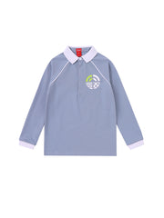 Polo de manga larga con estampado lateral - Azul Piedra