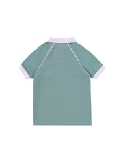 Side Print Short Sleeve Polo - Seafoam/White